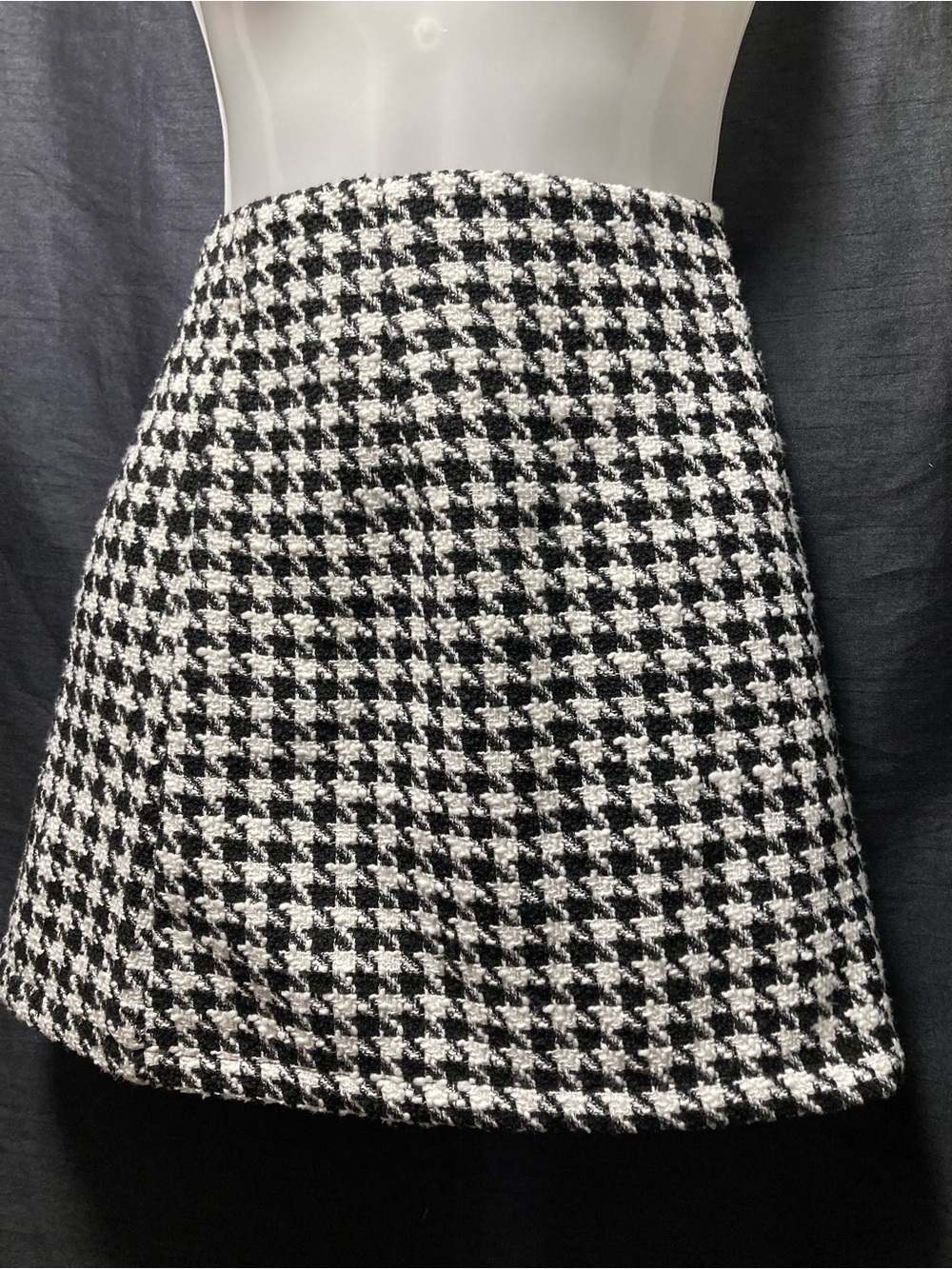 Ardene Houndstooth Tweed Mini Skirt Black White Preppy Academia M